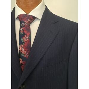 Ermenegildo Zegna Su Misura Pinstripe Blazer Sport Coat Navy Blue 100% Wool 42S